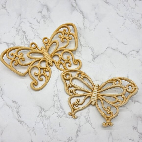 Syroco Other - Vintage Syroco Butterfly Wall Decor Set 1978 Boho MCM Hollywood Regency Art USA